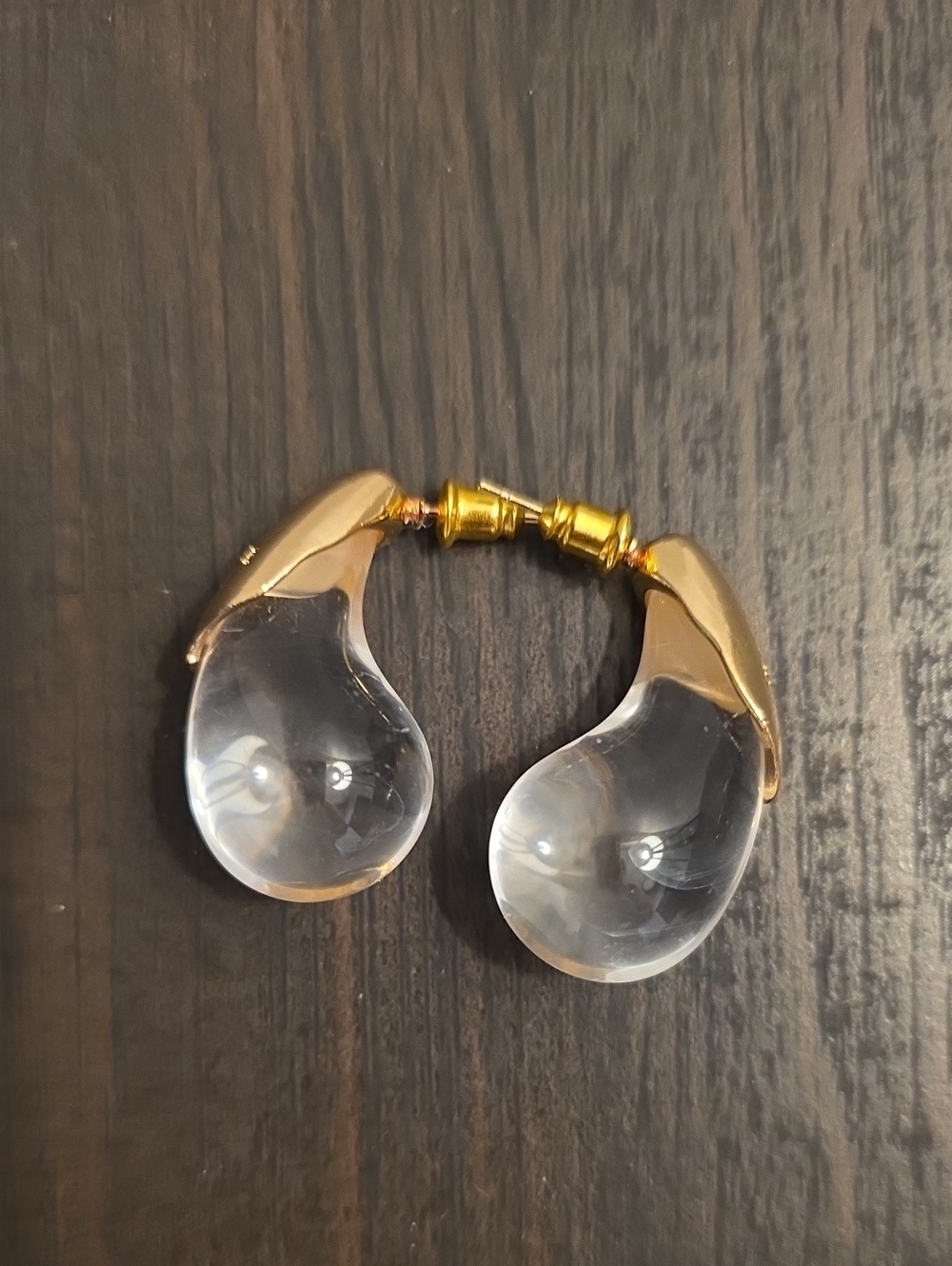 Gold Tone Clear Teardrop earrings